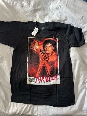 Unisex Black Graphic Thriller T‑Shirt - Michael Jackson Size L